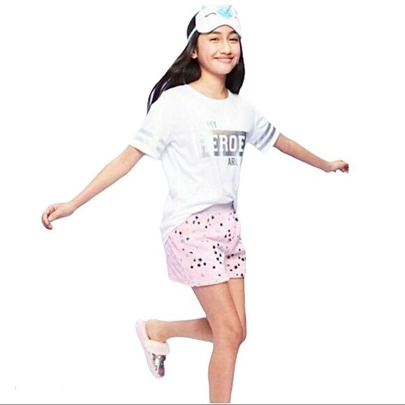 NEW Girls Pink Star Sleep Shorts - Picture 1 of 5